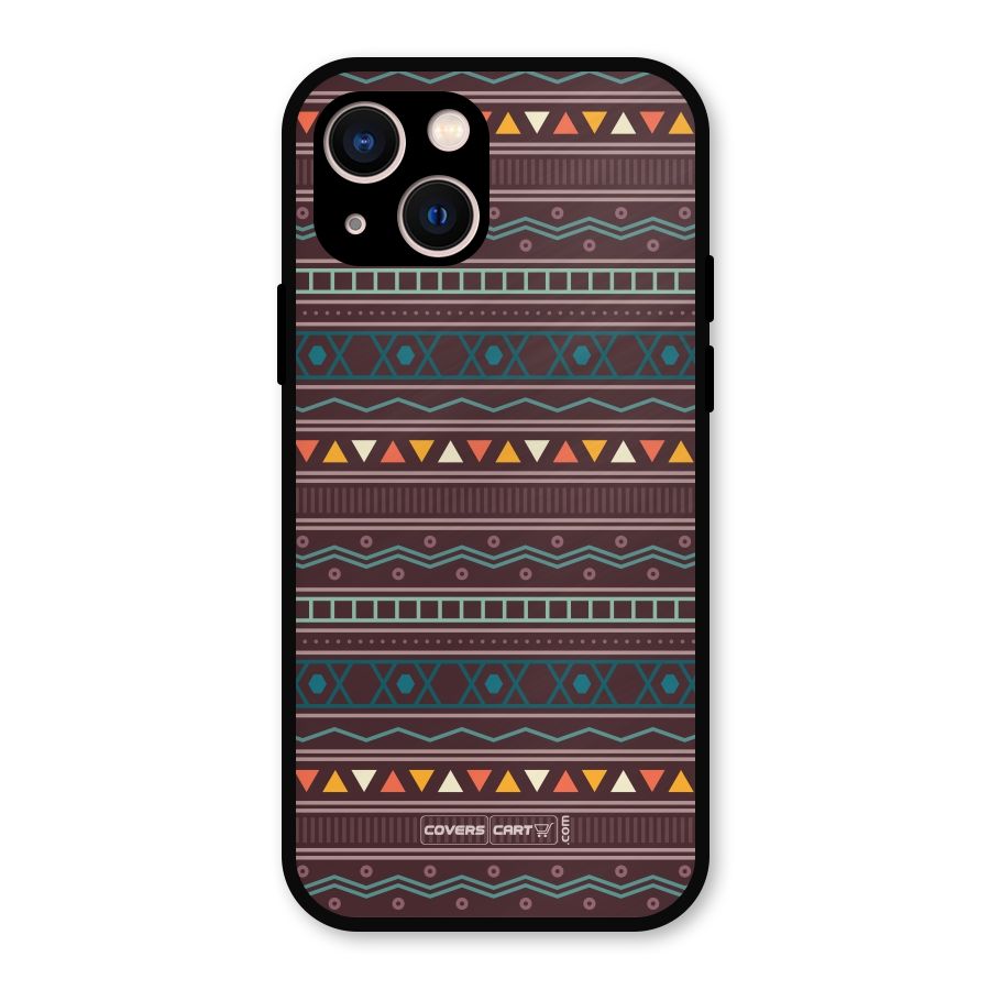 Classic Aztec Pattern Metal Back Case for iPhone 13