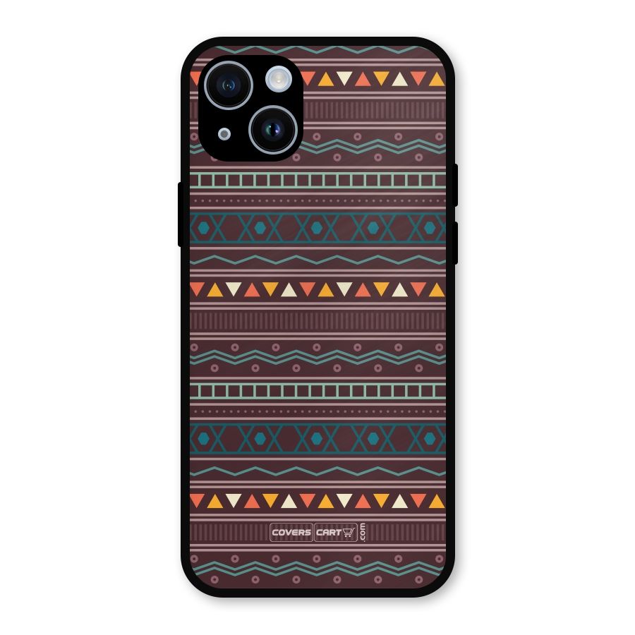 Classic Aztec Pattern Metal Back Case for iPhone 14