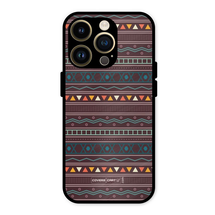 Classic Aztec Pattern Metal Back Case for iPhone 14 Pro
