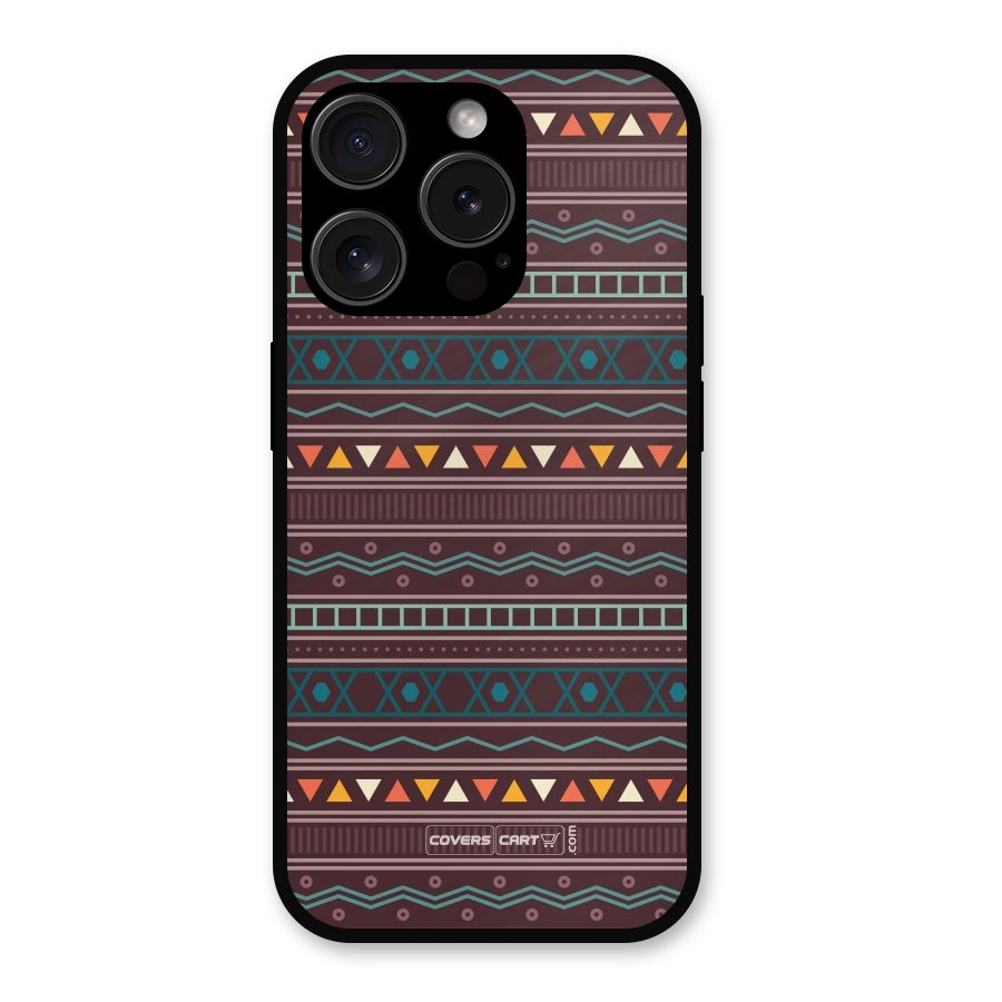 Classic Aztec Pattern Metal Back Case for iPhone 15 Pro