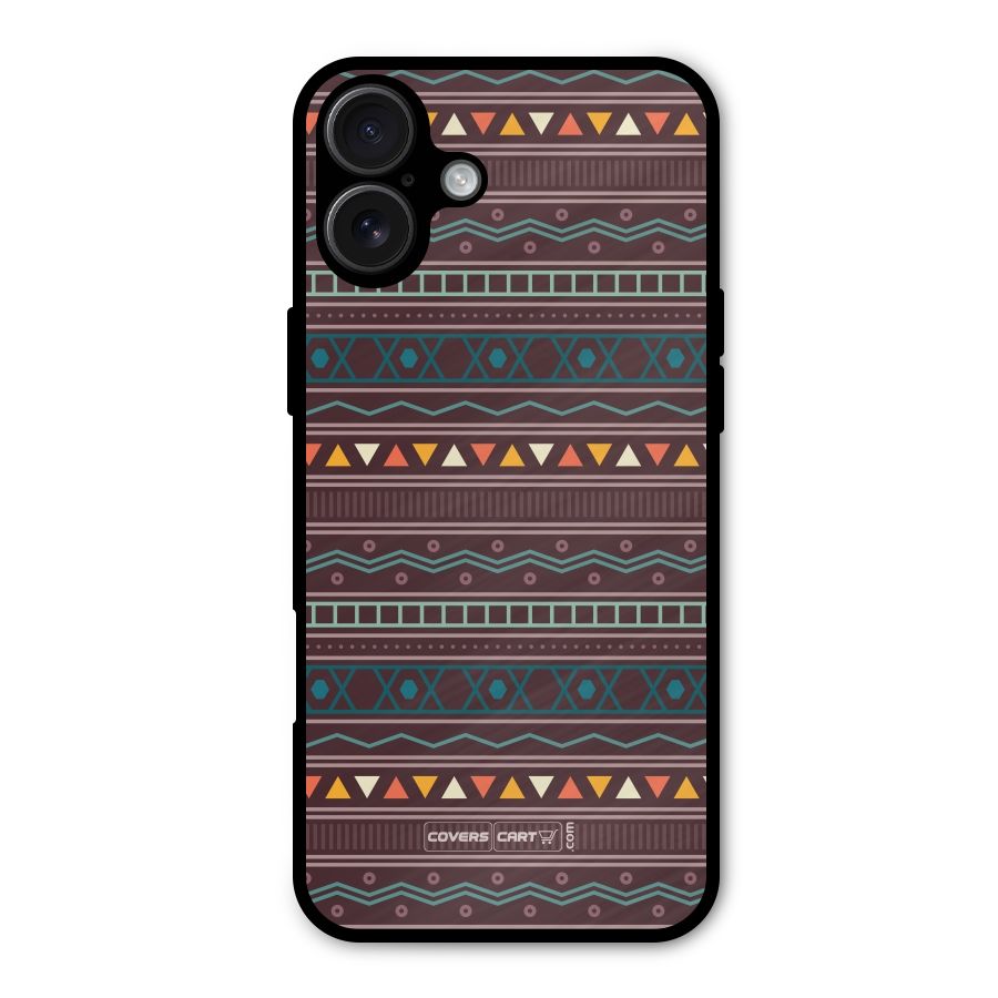 Classic Aztec Pattern Metal Back Case for iPhone 16 Plus