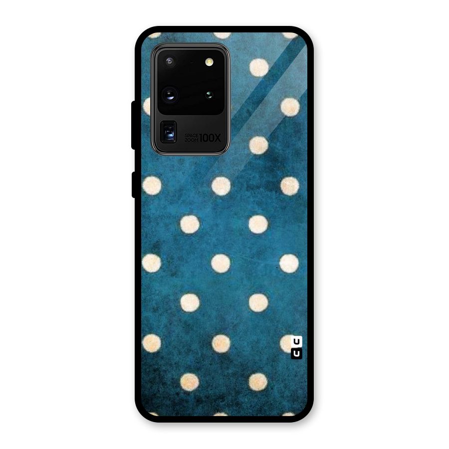 Classic Blue Polka Glass Back Case for Galaxy S20 Ultra