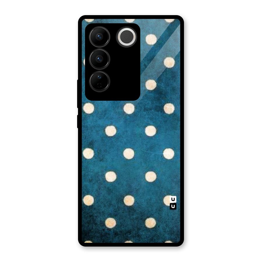 Classic Blue Polka Glass Back Case for Vivo V27 Pro