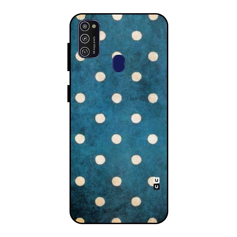 Classic Blue Polka Metal Back Case for Galaxy M21