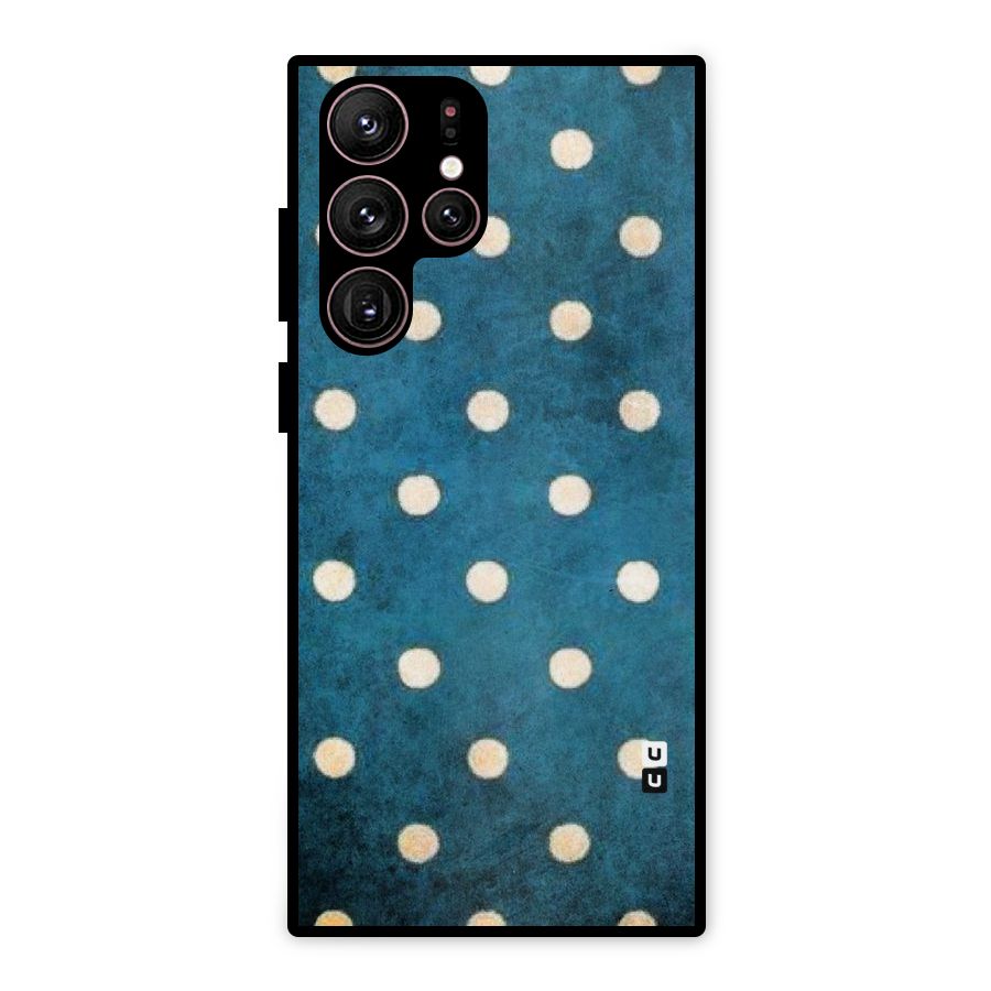 Classic Blue Polka Metal Back Case for Galaxy S22 Ultra 5G