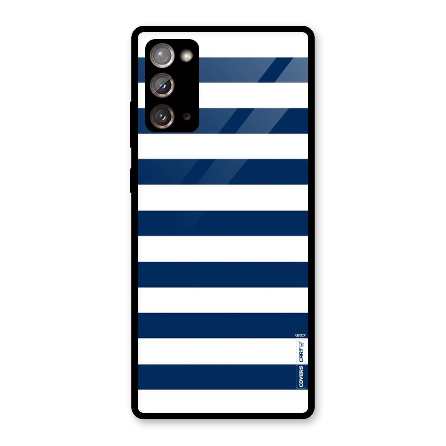 Classic Blue White Stripes Glass Back Case for Galaxy Note 20