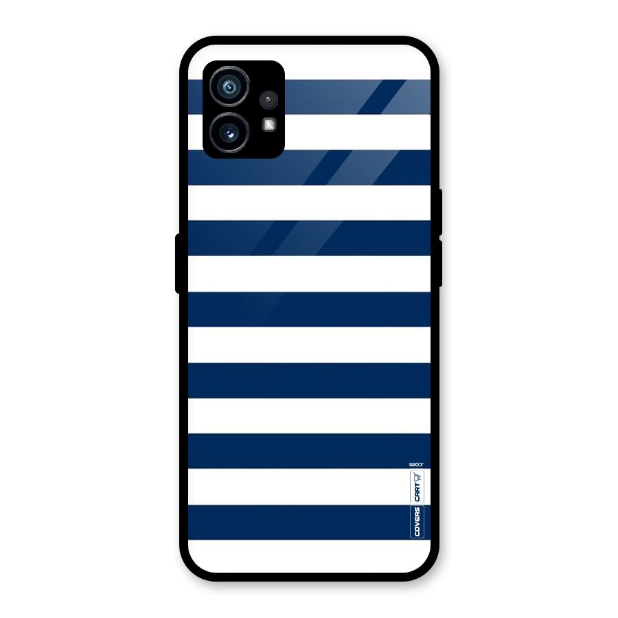 Classic Blue White Stripes Glass Back Case for Nothing Phone 1