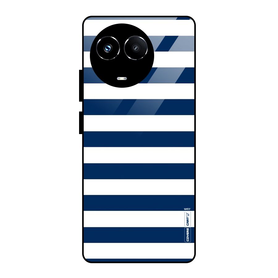 Classic Blue White Stripes Glass Back Case for Realme 11X