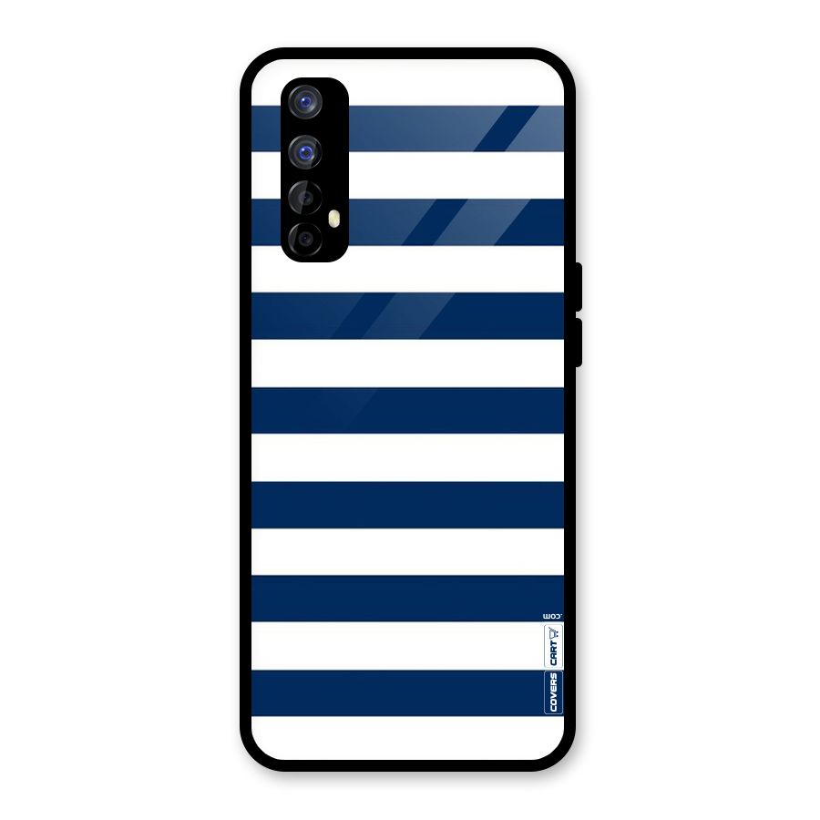 Classic Blue White Stripes Glass Back Case for Realme 7