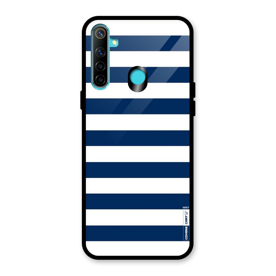 Classic Blue White Stripes Glass Back Case for Realme Narzo 10