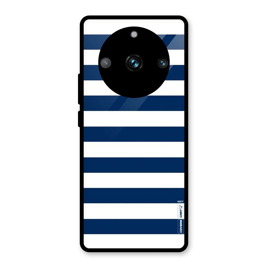Classic Blue White Stripes Glass Back Case for Realme Narzo 60 Pro