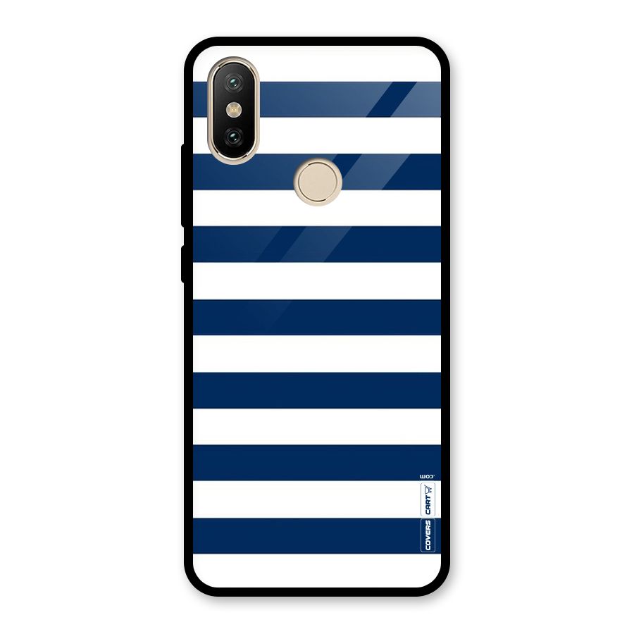 Classic Blue White Stripes Glass Back Case for Redmi A2