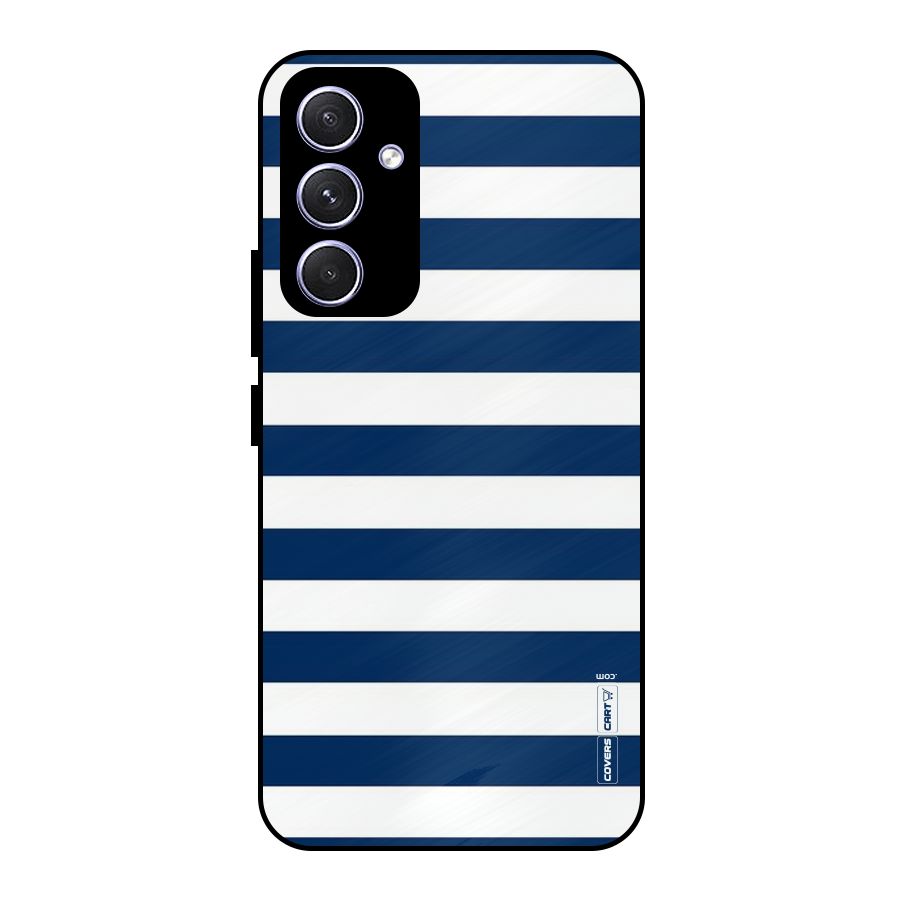 Classic Blue White Stripes Metal Back Case for Galaxy A54