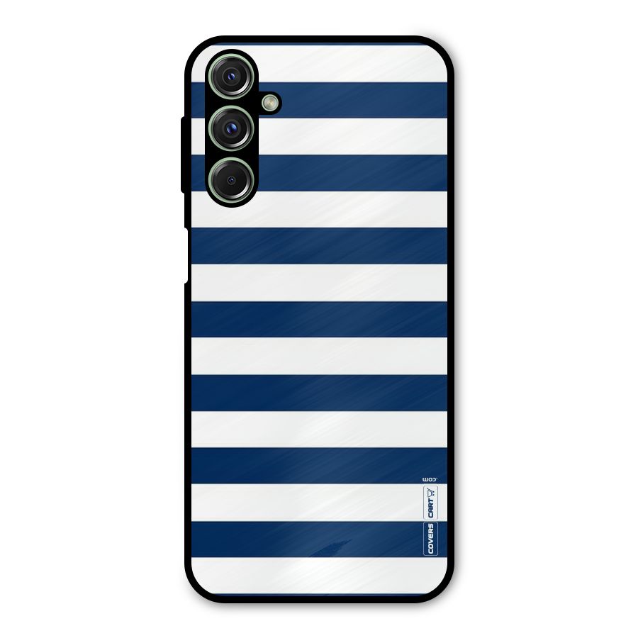 Classic Blue White Stripes Metal Back Case for Galaxy F34