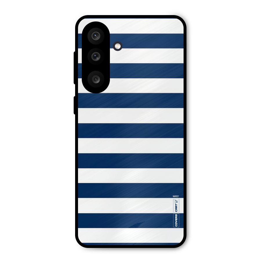 Classic Blue White Stripes Metal Back Case for Galaxy F56