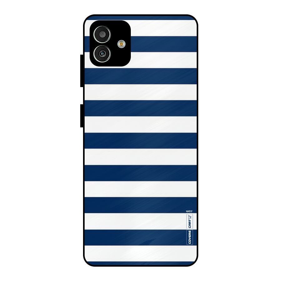 Classic Blue White Stripes Metal Back Case for Galaxy M13 5G
