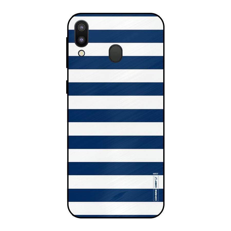 Classic Blue White Stripes Metal Back Case for Galaxy M20