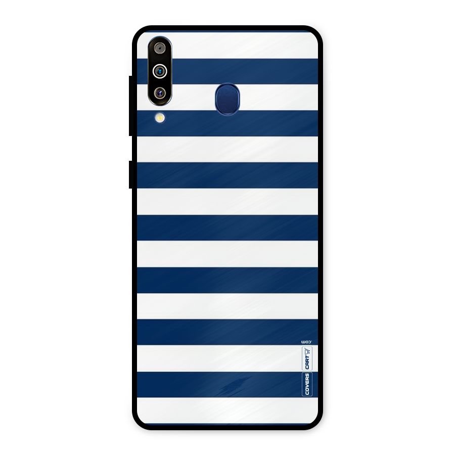 Classic Blue White Stripes Metal Back Case for Galaxy M30