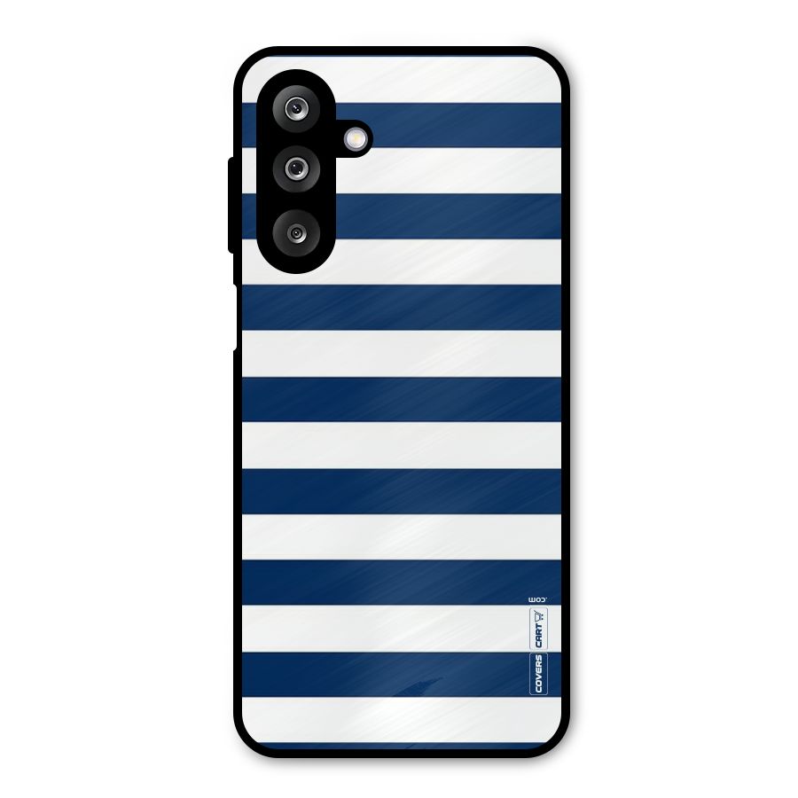 Classic Blue White Stripes Metal Back Case for Galaxy M36