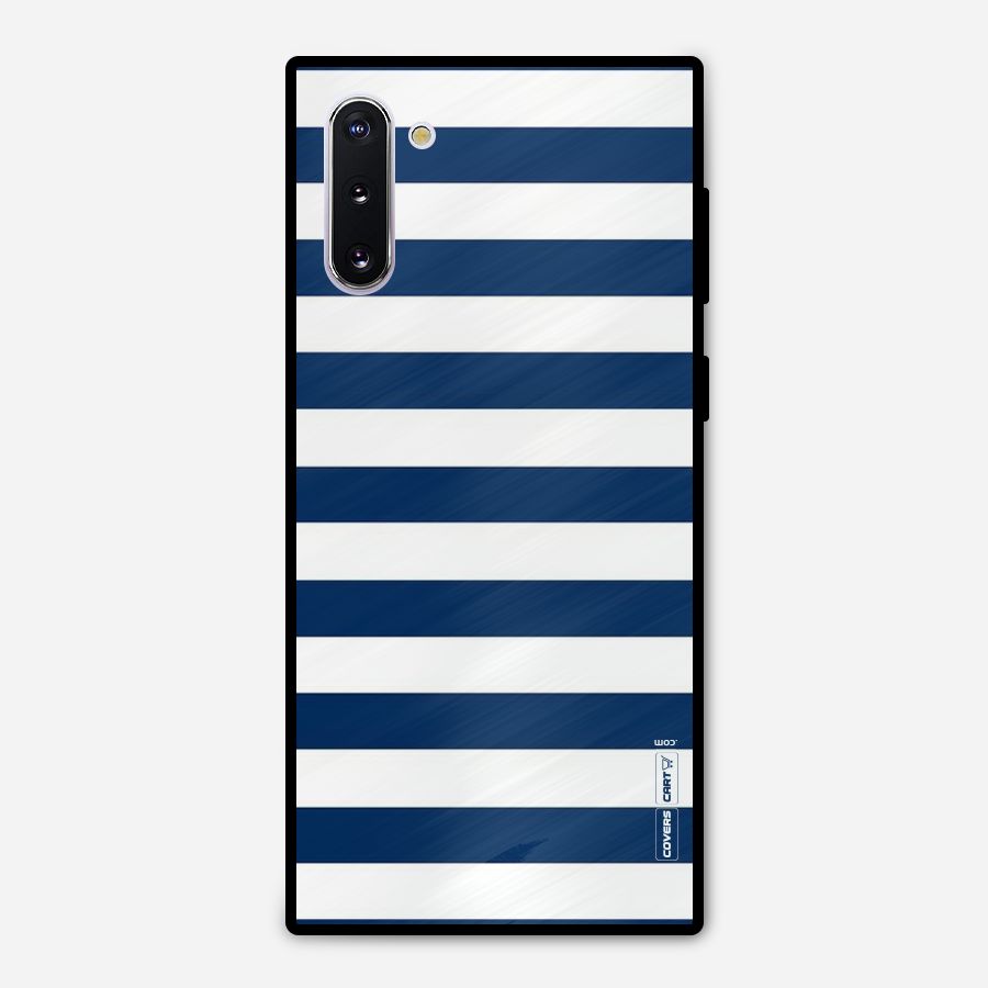 Classic Blue White Stripes Metal Back Case for Galaxy Note 10