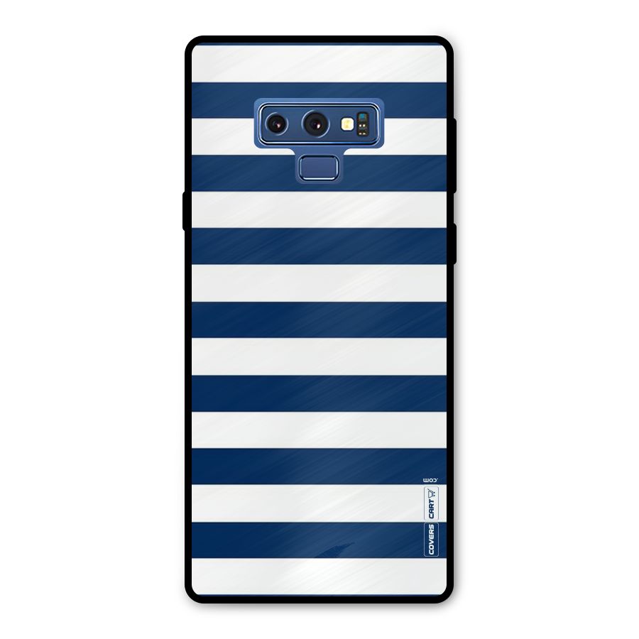 Classic Blue White Stripes Metal Back Case for Galaxy Note 9
