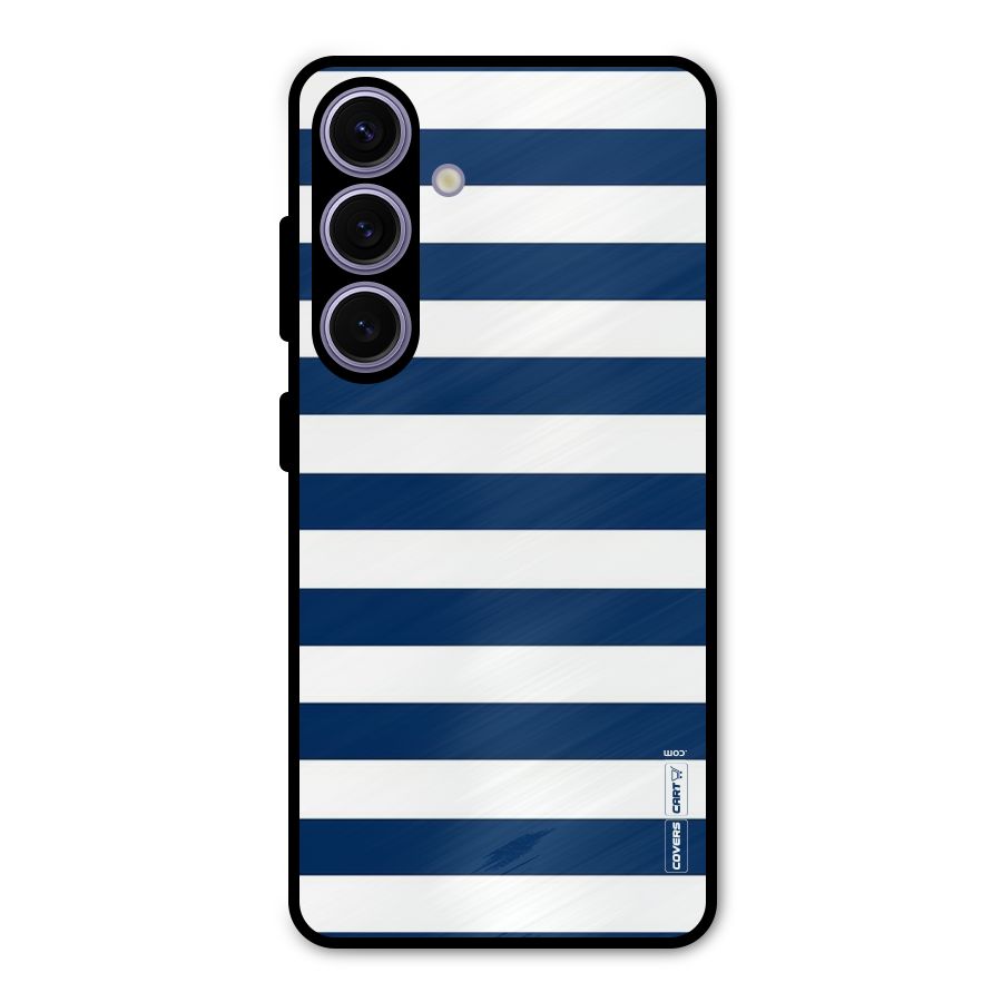 Classic Blue White Stripes Metal Back Case for Galaxy S24