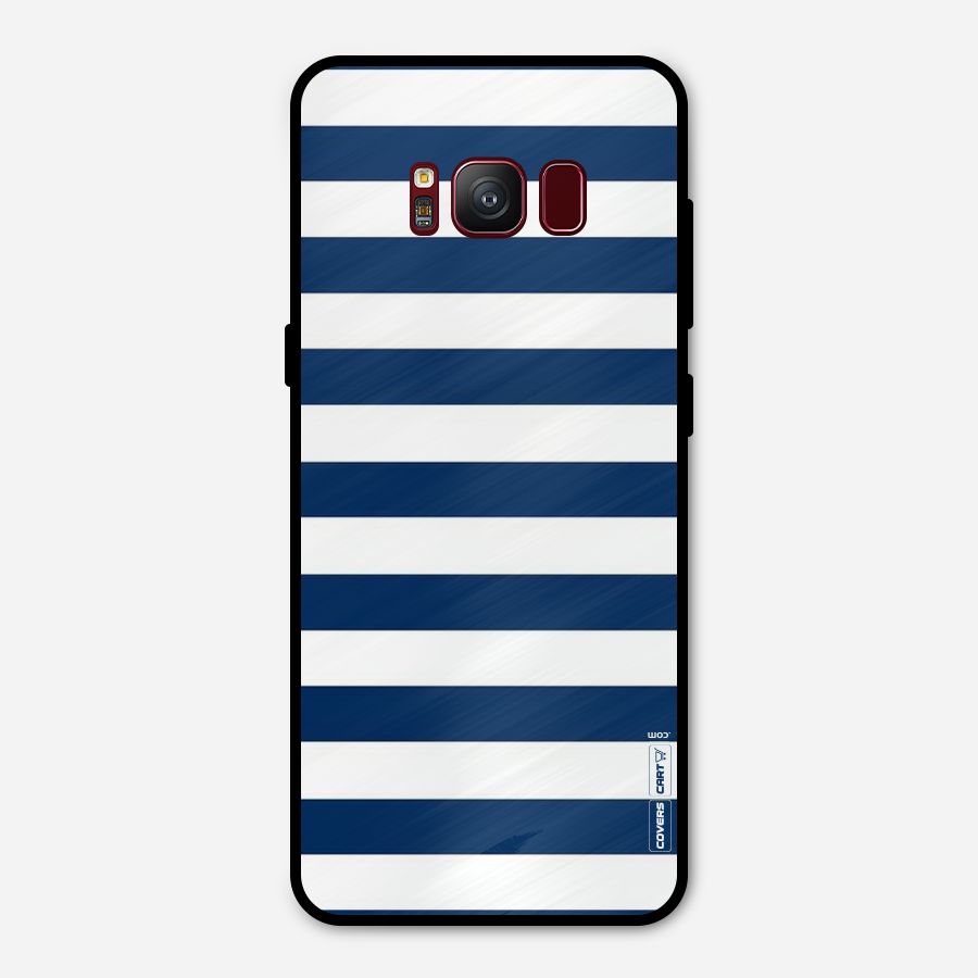 Classic Blue White Stripes Metal Back Case for Galaxy S8
