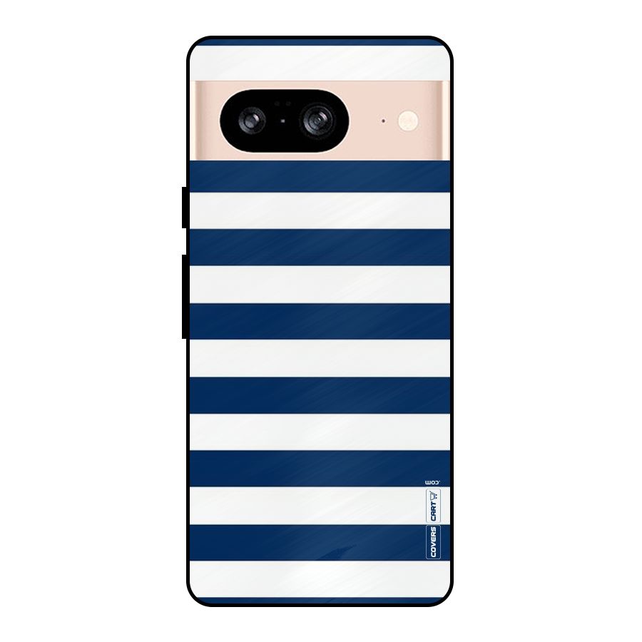 Classic Blue White Stripes Metal Back Case for Google Pixel 8