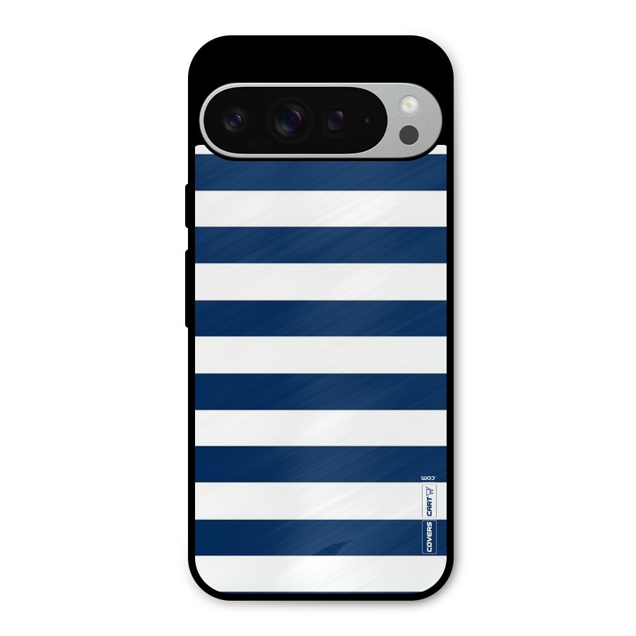 Classic Blue White Stripes Metal Back Case for Google Pixel 9 Pro XL