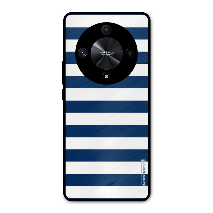 Classic Blue White Stripes Metal Back Case for Honor X9b