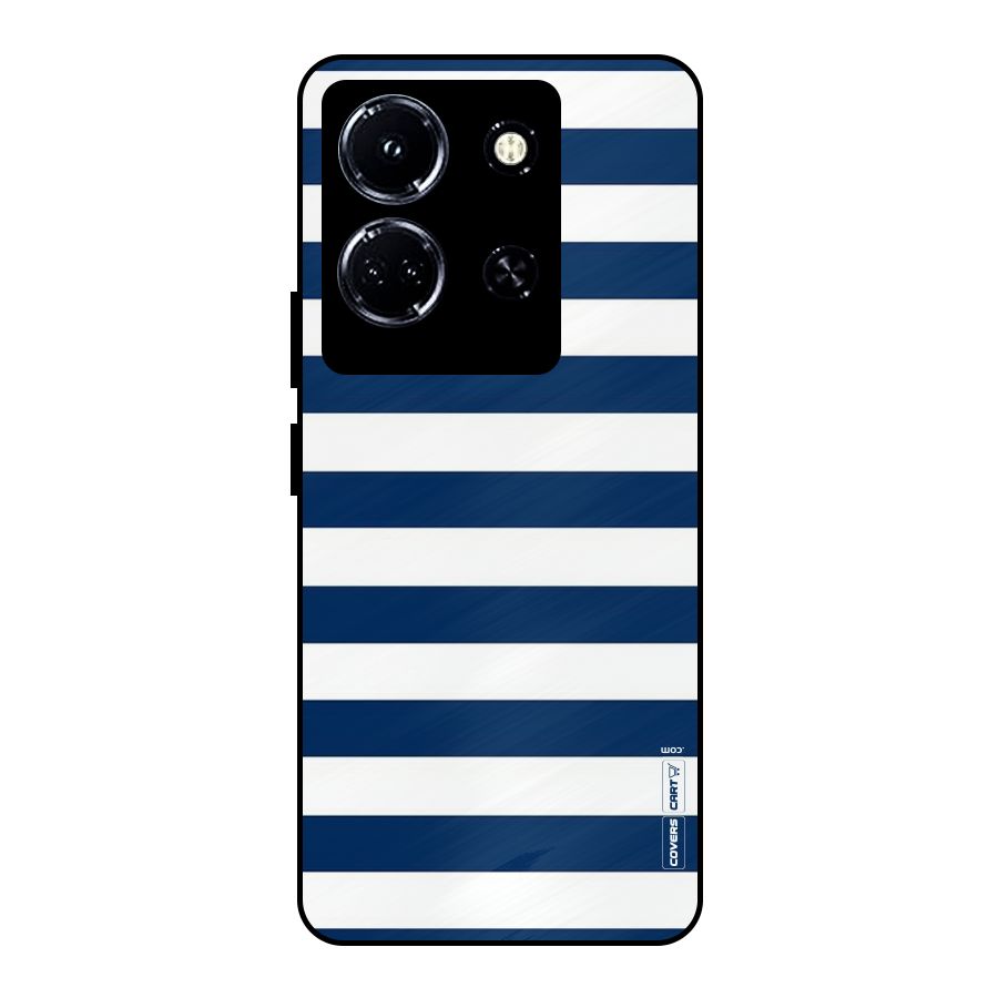 Classic Blue White Stripes Metal Back Case for Infinix Note 30 5G
