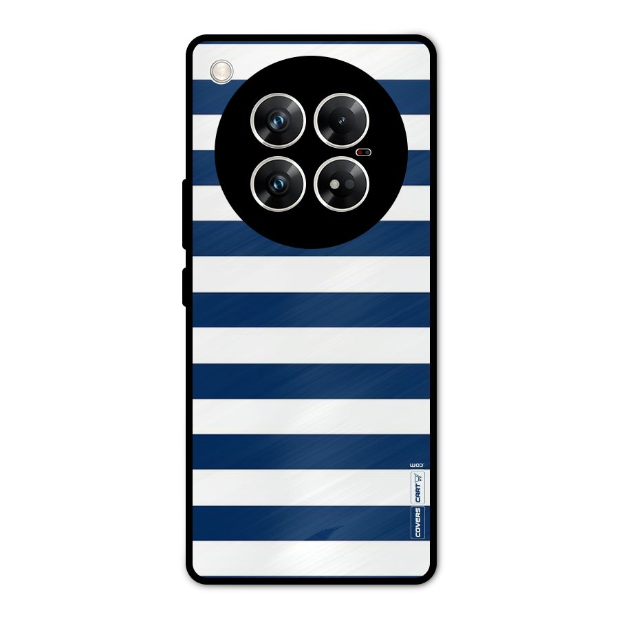 Classic Blue White Stripes Metal Back Case for Infinix Zero 40 5G
