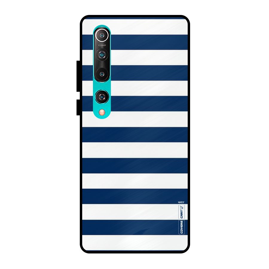 Classic Blue White Stripes Metal Back Case for Mi 10