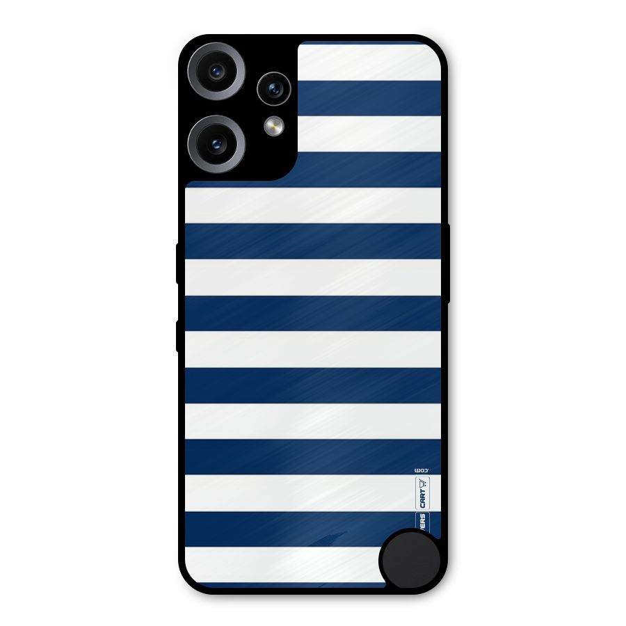 Classic Blue White Stripes Metal Back Case for Nothing CMF Phone 2 Pro