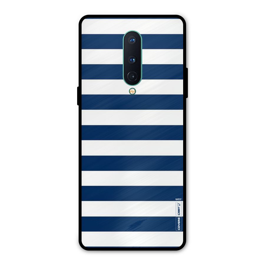 Classic Blue White Stripes Metal Back Case for OnePlus 8