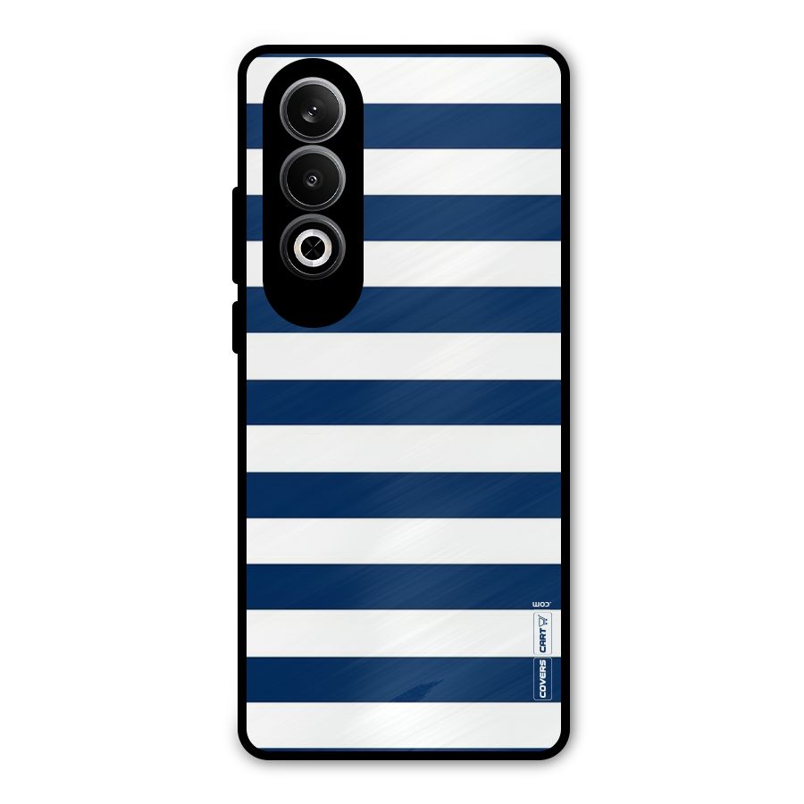 Classic Blue White Stripes Metal Back Case for OnePlus Nord CE4
