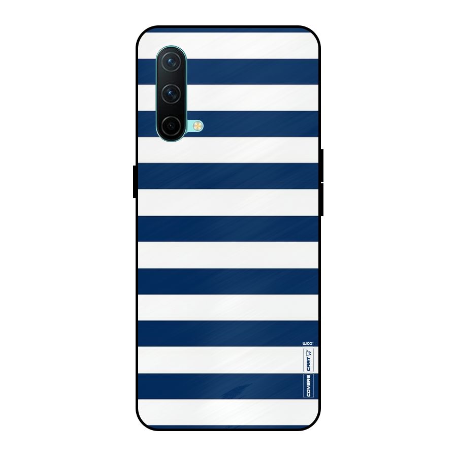 Classic Blue White Stripes Metal Back Case for OnePlus Nord CE 5G