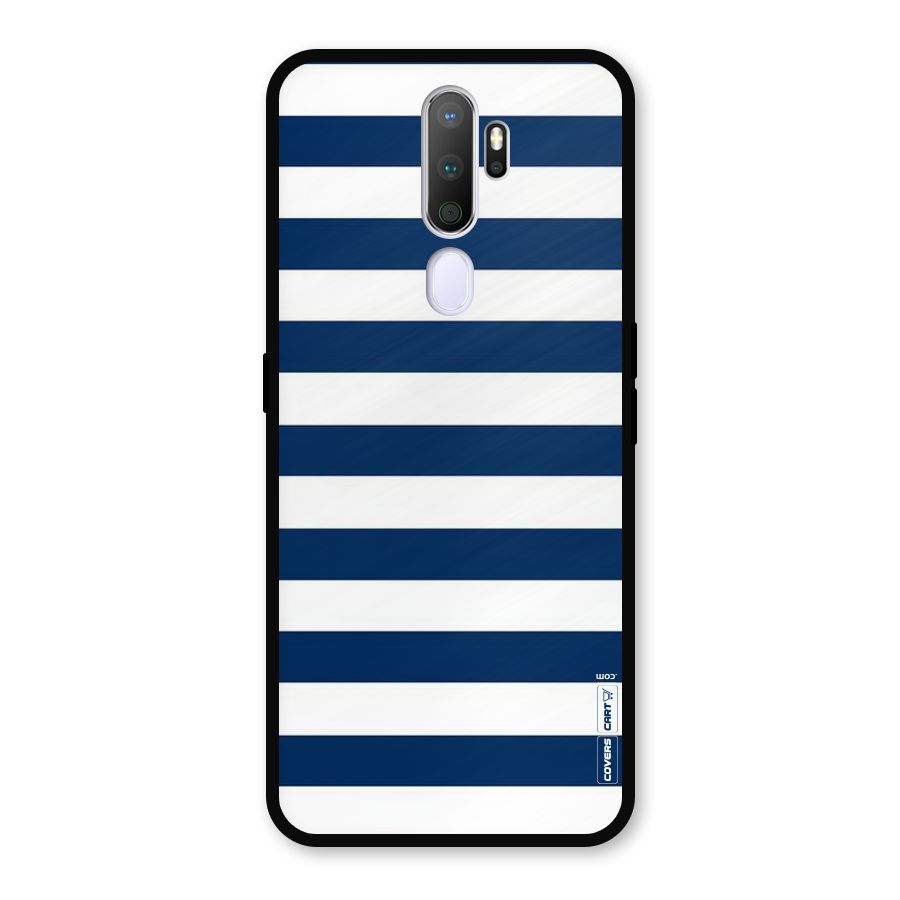 Classic Blue White Stripes Metal Back Case for Oppo A5 (2020)
