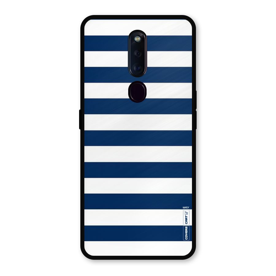 Classic Blue White Stripes Metal Back Case for Oppo F11 Pro