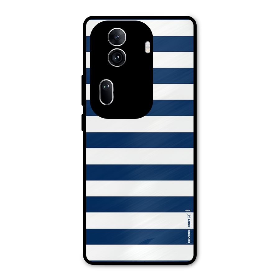 Classic Blue White Stripes Metal Back Case for Oppo Reno11 Pro 5G