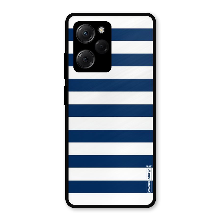 Classic Blue White Stripes Metal Back Case for Poco X5 Pro