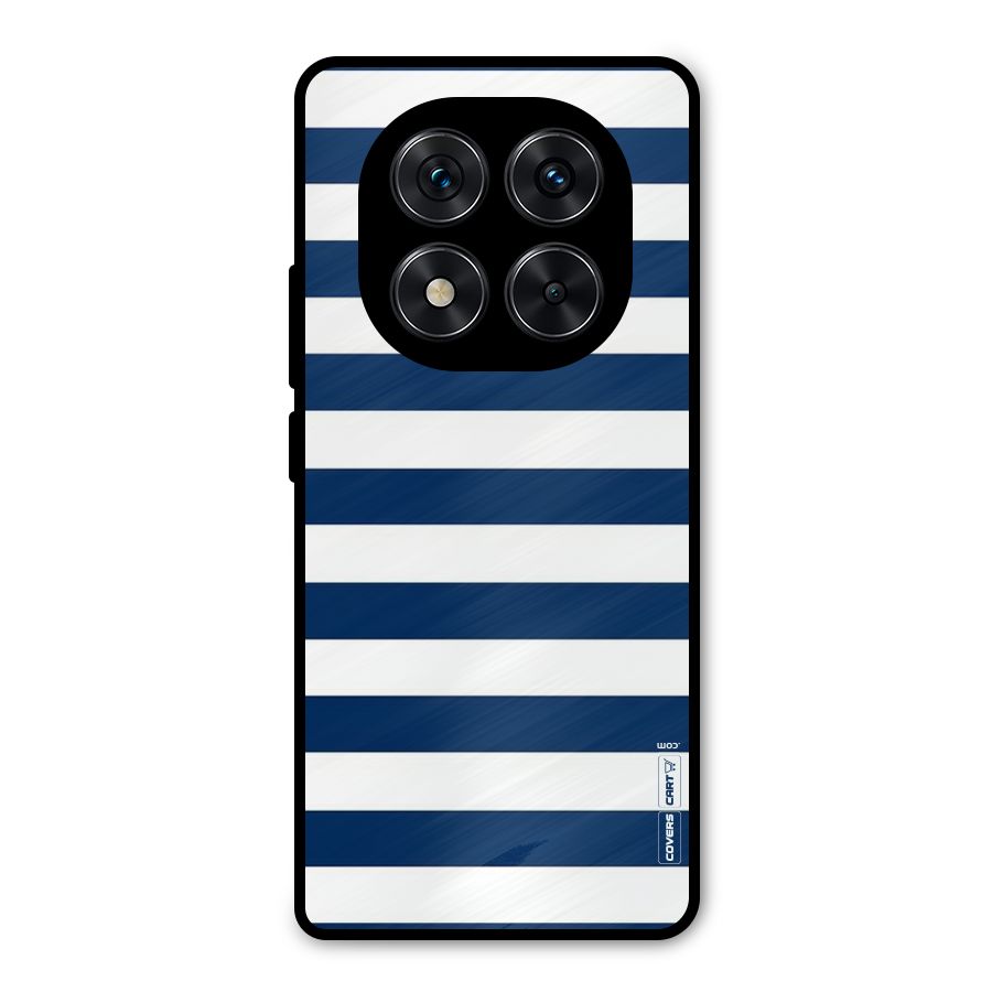 Classic Blue White Stripes Metal Back Case for Poco X7