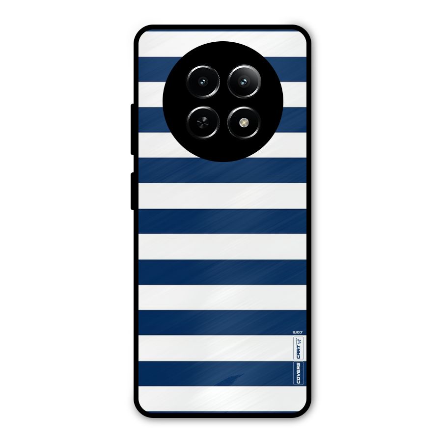 Classic Blue White Stripes Metal Back Case for Realme 12 5G