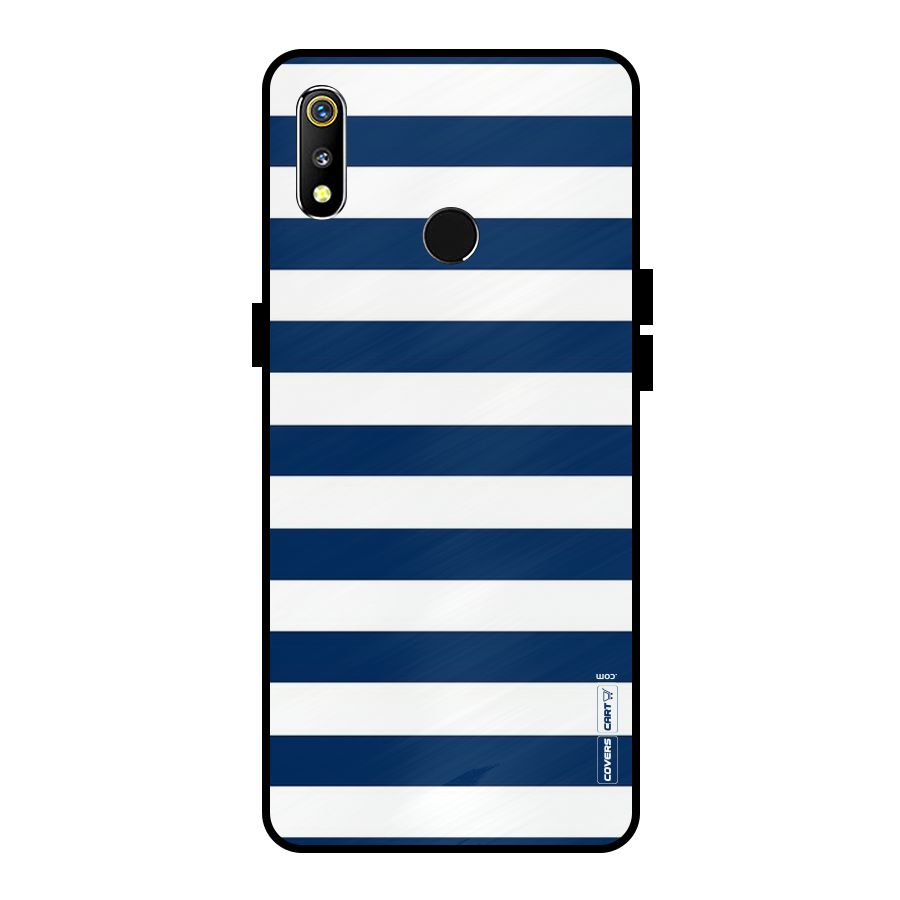 Classic Blue White Stripes Metal Back Case for Realme 3