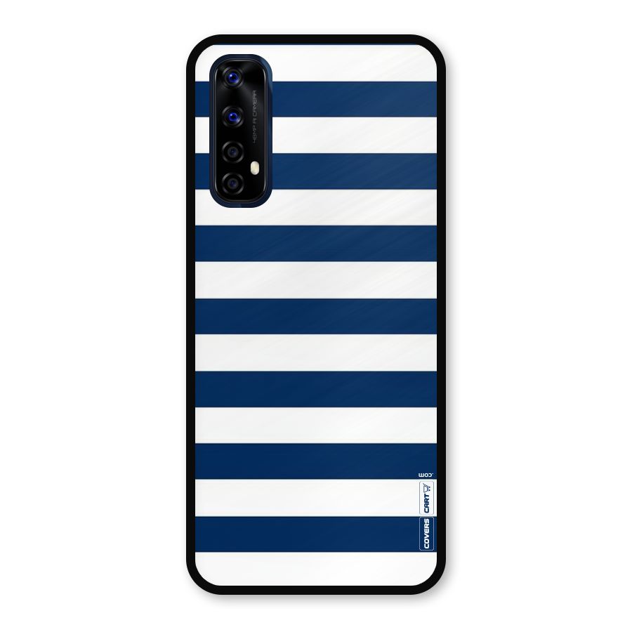 Classic Blue White Stripes Metal Back Case for Realme 7