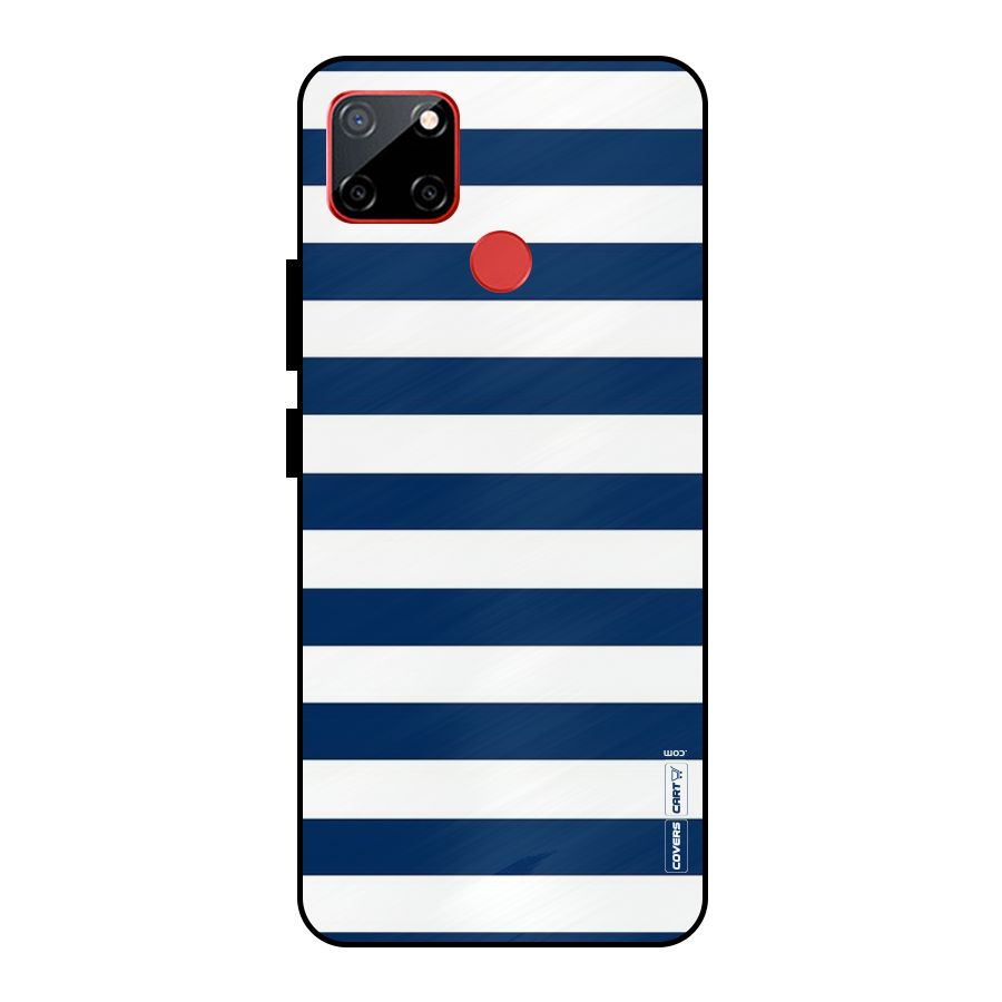 Classic Blue White Stripes Metal Back Case for Realme C12