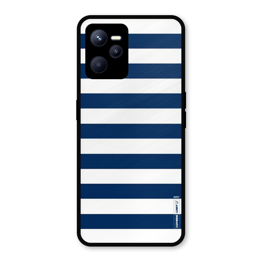 Classic Blue White Stripes Metal Back Case for Realme C35