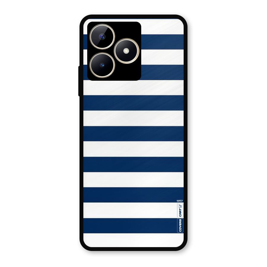 Classic Blue White Stripes Metal Back Case for Realme C53