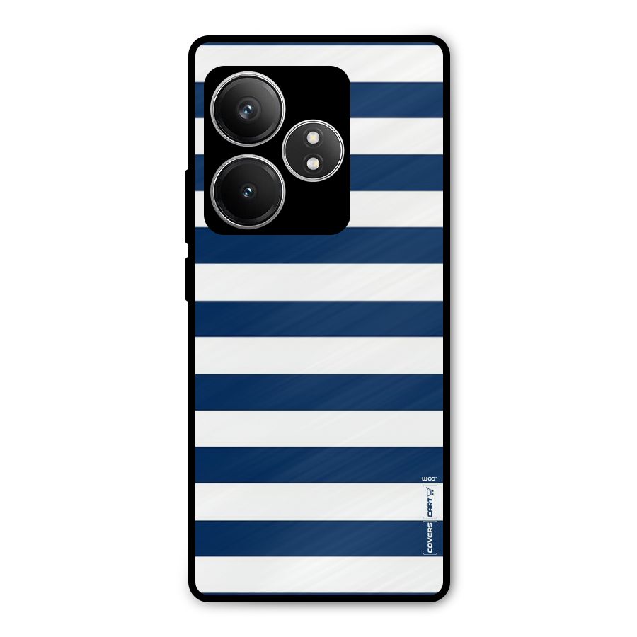 Classic Blue White Stripes Metal Back Case for Realme GT 6T