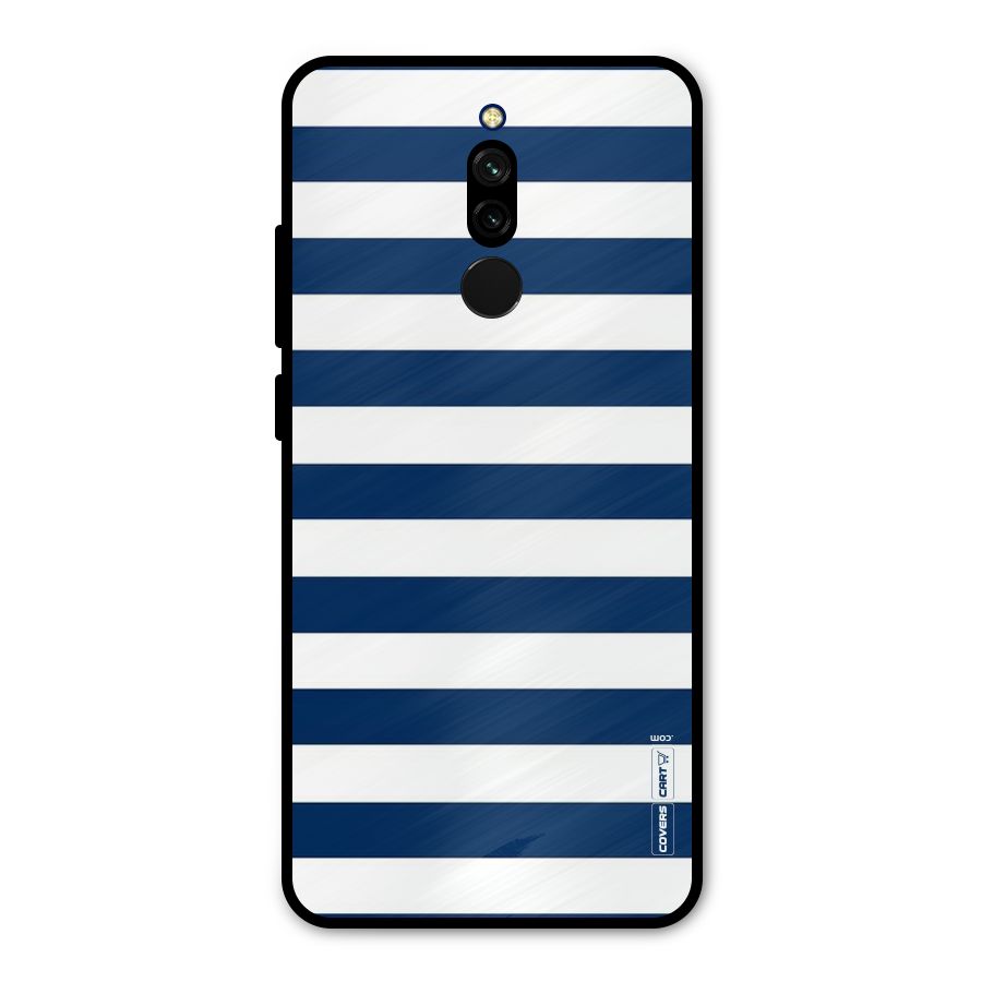 Classic Blue White Stripes Metal Back Case for Redmi 8